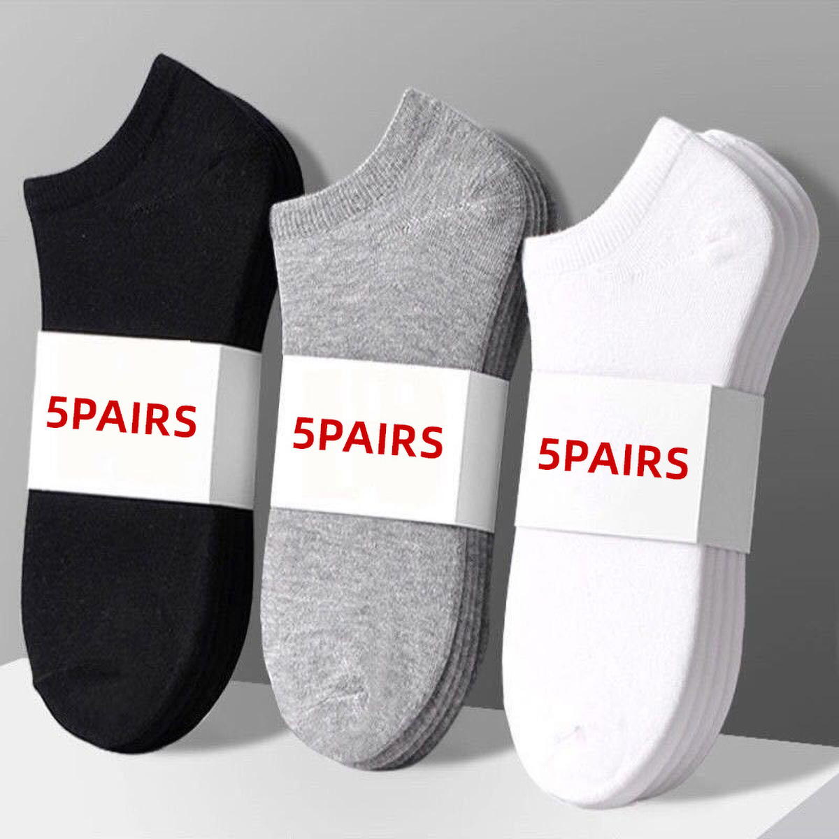 5 Pairs Unisex Casual Plain Co - No Show Sock Women avis et prix