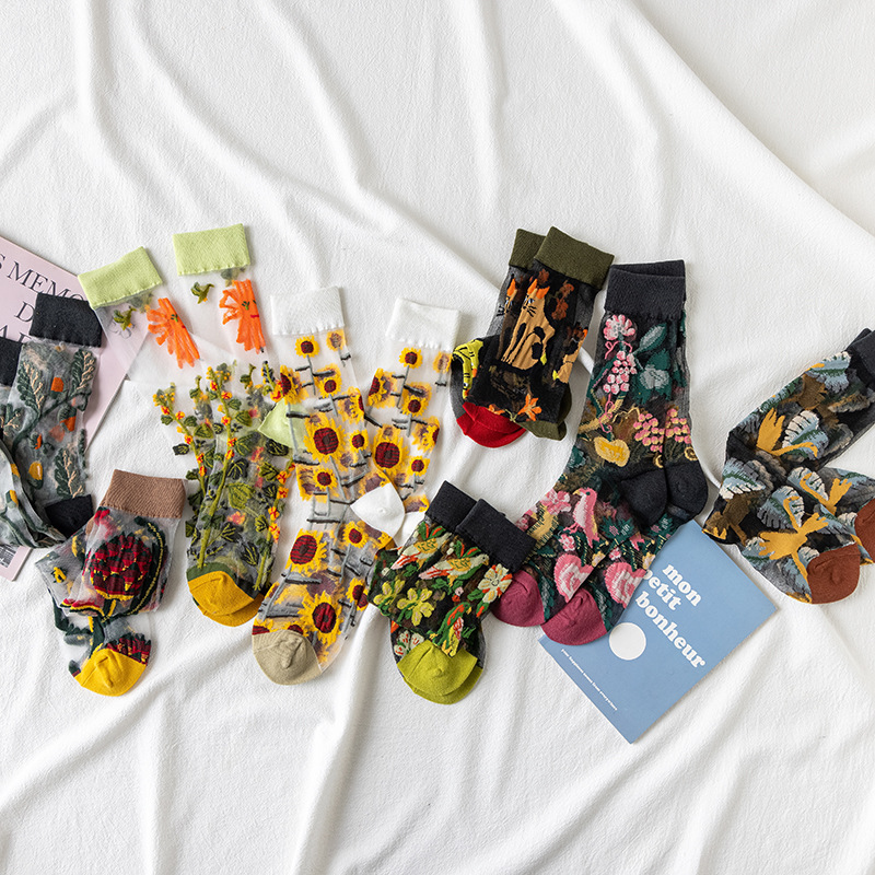 1/4 Pairs Retro Flower Women G - Silk Sock Bamboo avis et prix