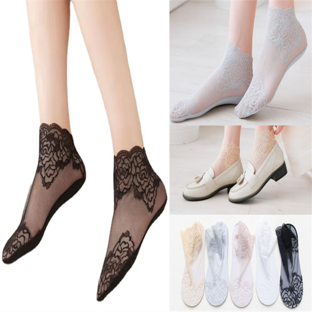 woman Lace rose thin socks Loa - Invisibility Sock Loafer avis et prix