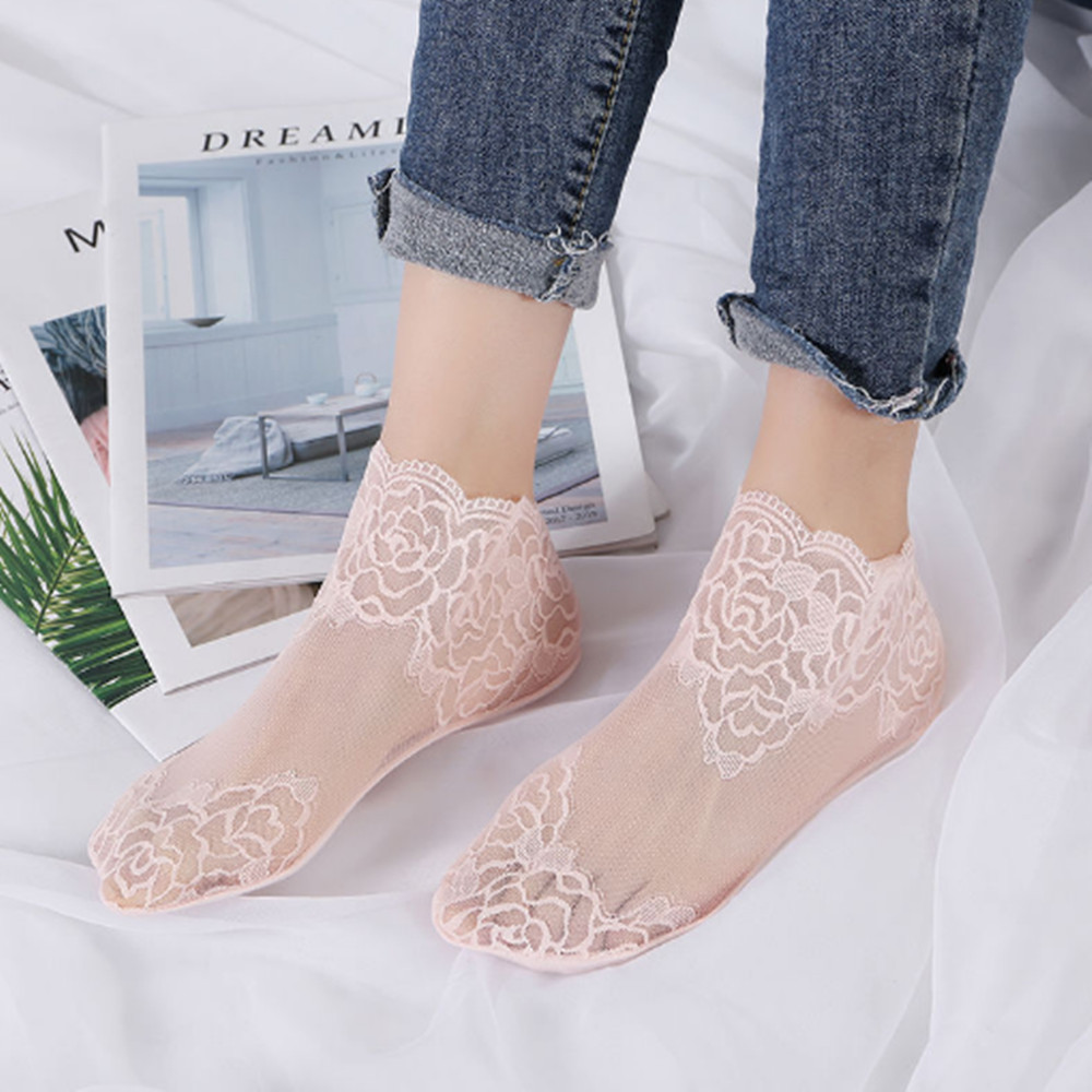 woman Lace rose thin socks Loa - Invisibility Sock Loafer avis et prix