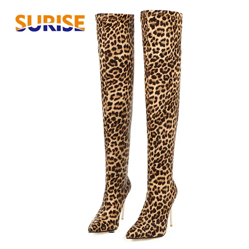 Plus Size Stretch Leopard Over - Knee High Sock Women avis et prix