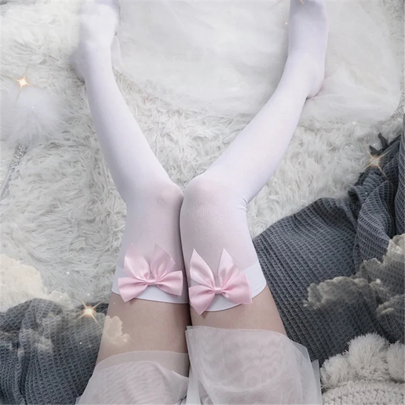 Sexy Women's Hosiery Pink Bow  - Thigh High Sock Stay Up avis et prix
