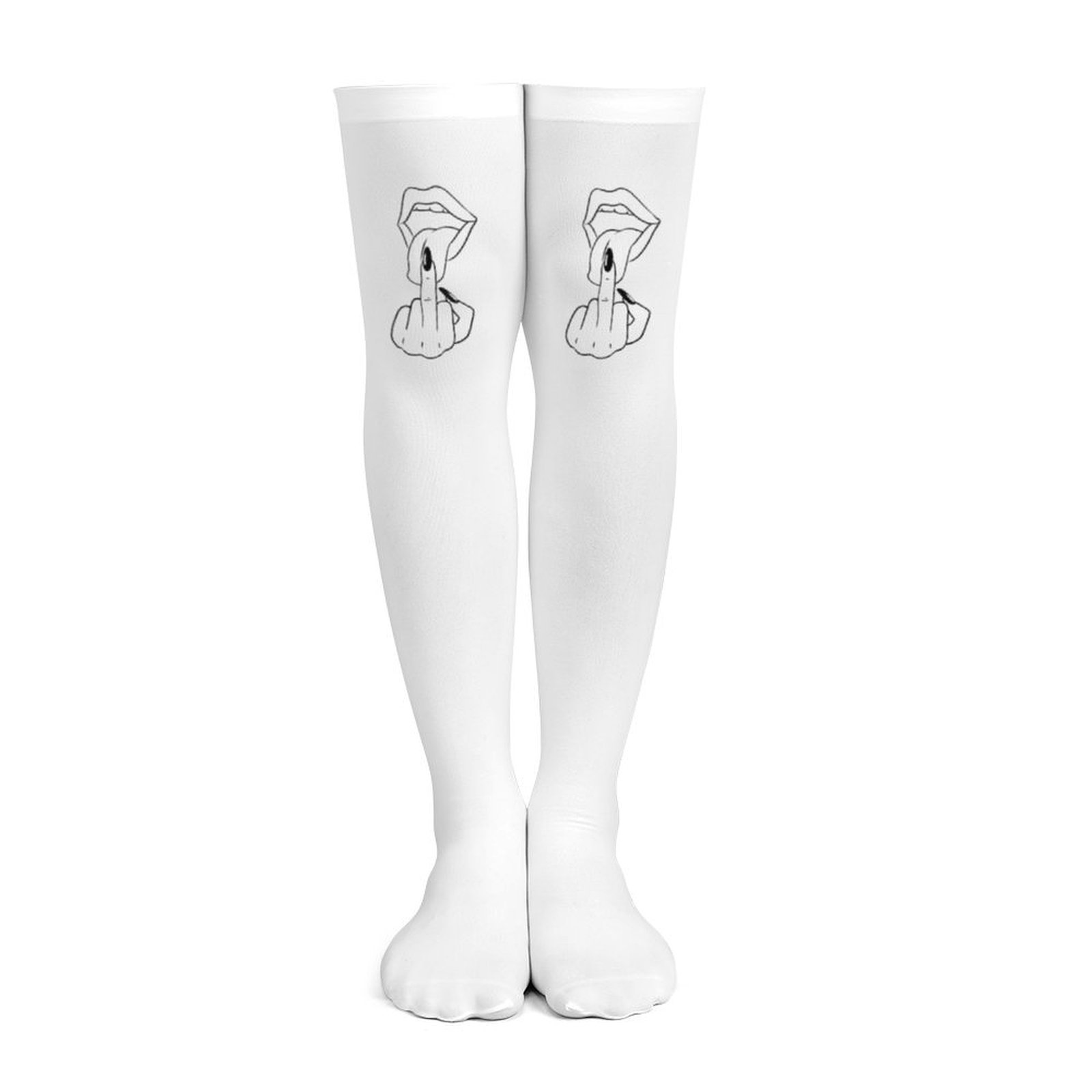 Ladies' white middle finger, r - Knee High Sock Women avis et prix