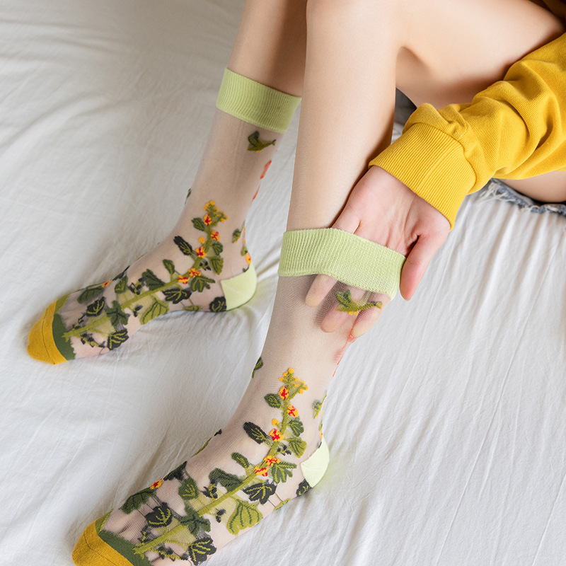 1/4 Pairs Retro Flower Women G - Silk Sock Bamboo avis et prix