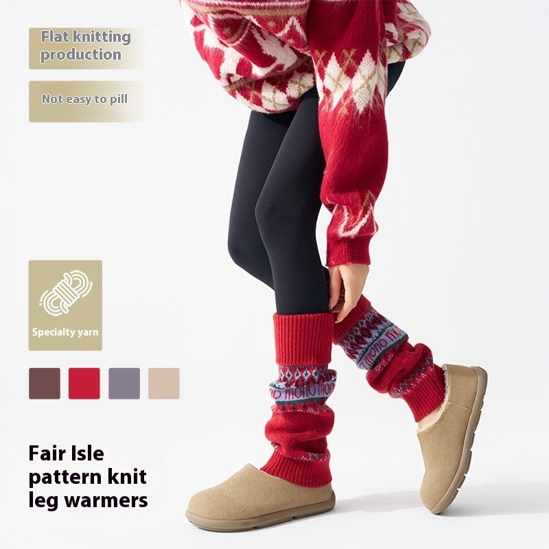 ​Fair Isle Knitted Leg Warmers - Boot Sock Slouchy avis et prix