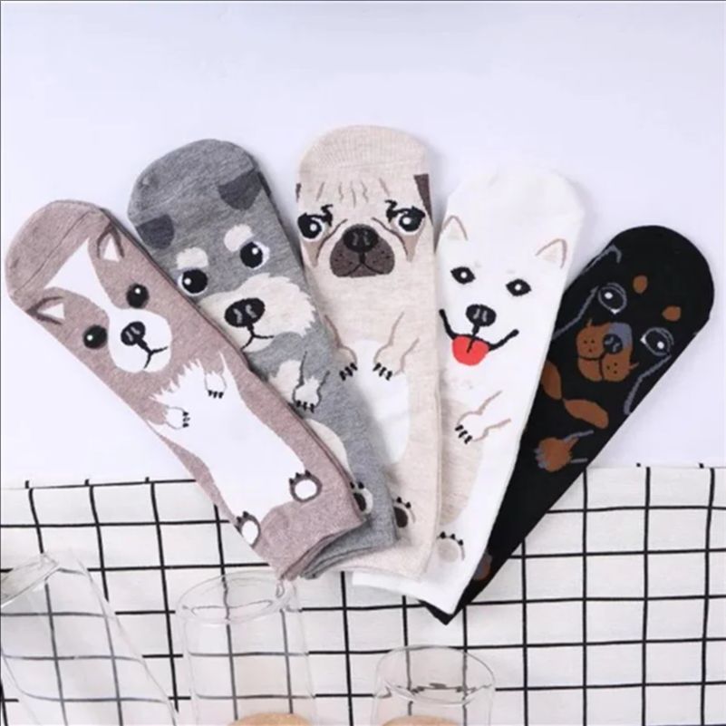 5 Pairs/pack Funny Cartoon Dog - Cotton Crew Sock Pack avis et prix