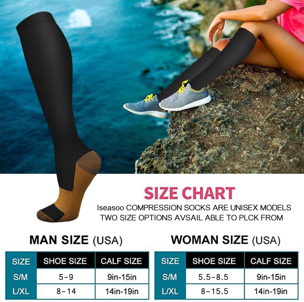 6 Pairs Solid Color Copper Com - Compression Sock Medical avis et prix