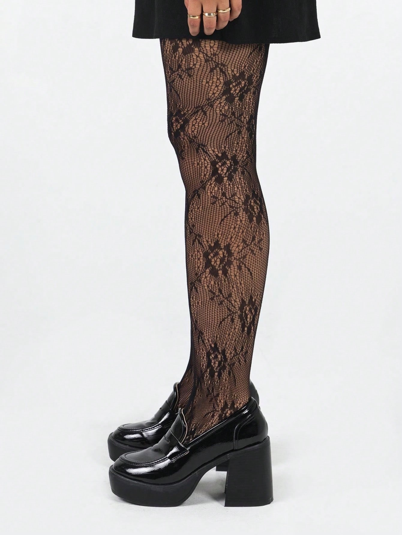 Women's Black Floral Lace Fish - Tights Pantyhose Sheer avis et prix