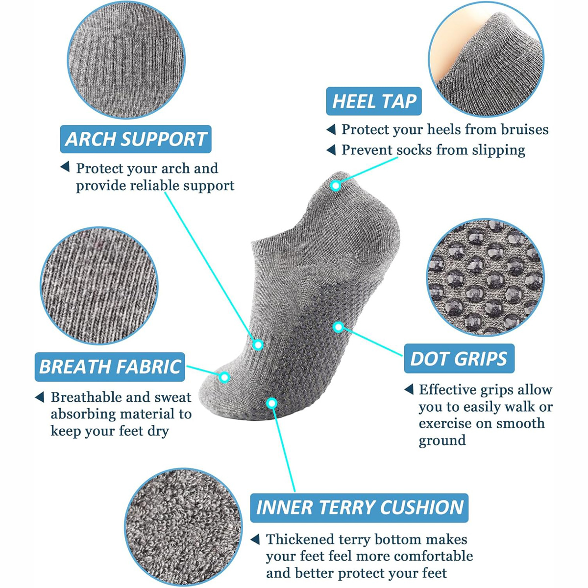 6 Pairs Yoga Socks for Women P - Grip Sock Yoga avis et prix