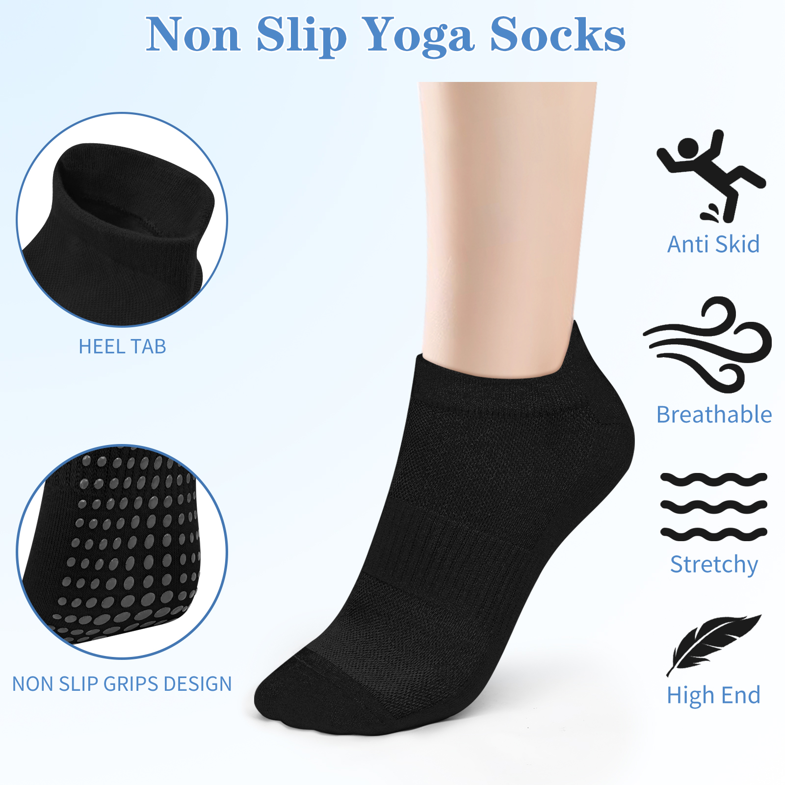 3 Pairs Yoga Socks Women Cotto - No Show Sock Women avis et prix